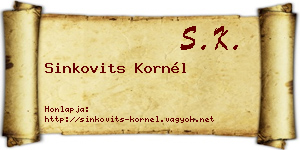 Sinkovits Kornél névjegykártya
